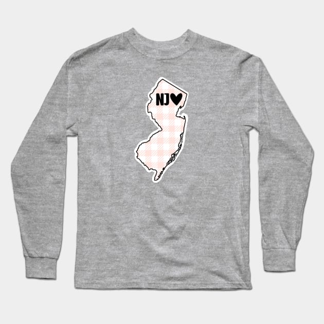 USA States: New Jersey (pink plaid) Long Sleeve T-Shirt by LetsOverThinkIt